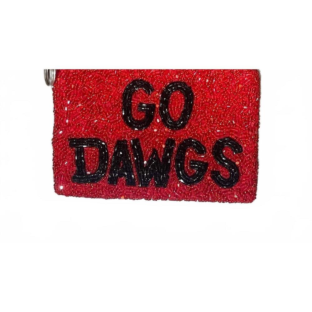 NEW TIANA go dawgs beaded small coin purse in red/black
